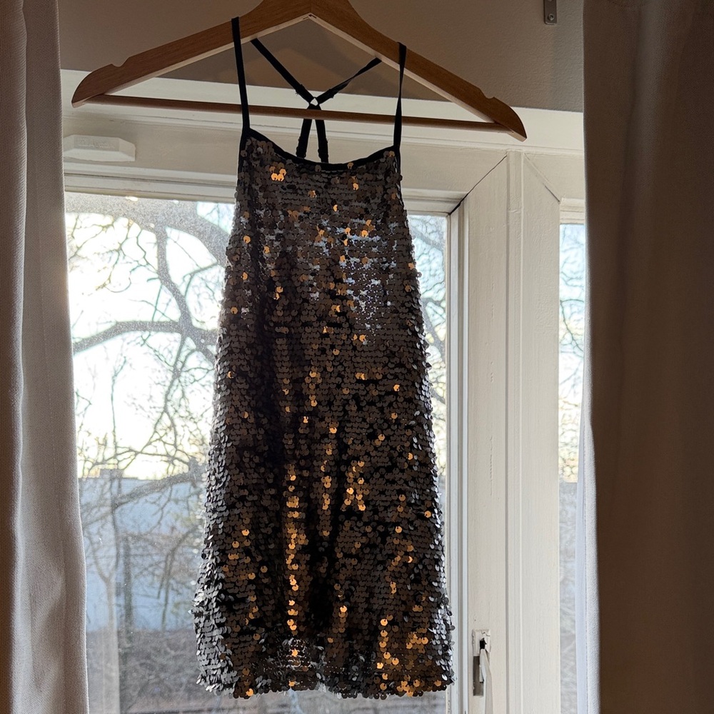Black and Silver Sequin top
